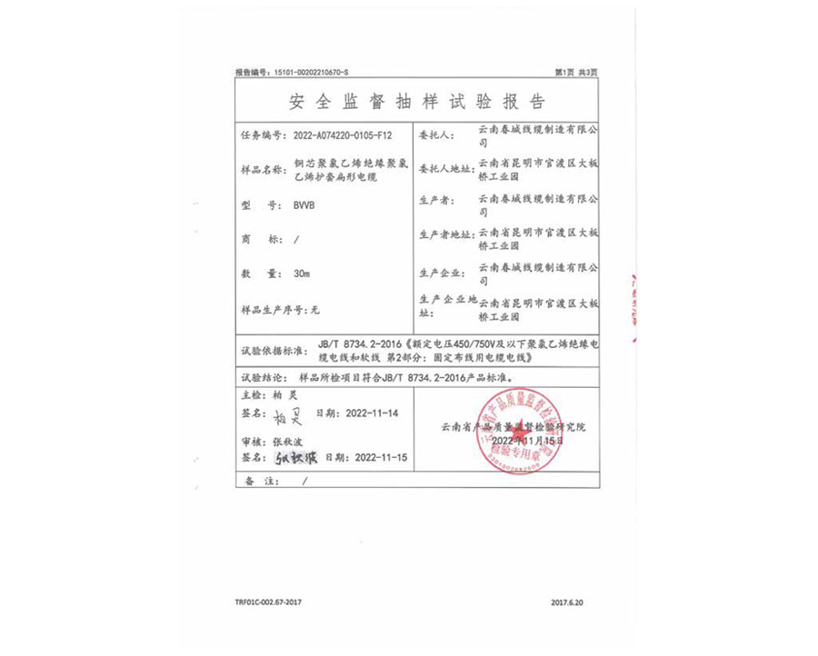 安全監(jiān)督抽樣試驗(yàn)報(bào)告