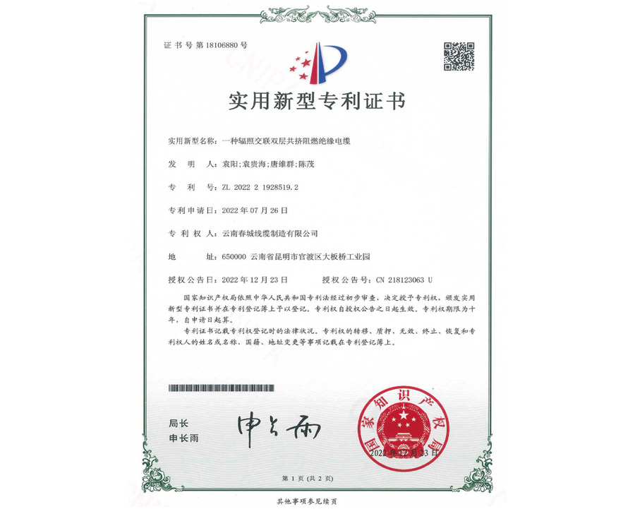 實用新型專利證書