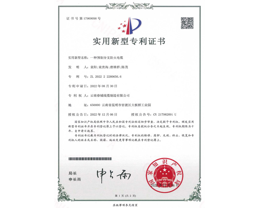 實用新型專利證書