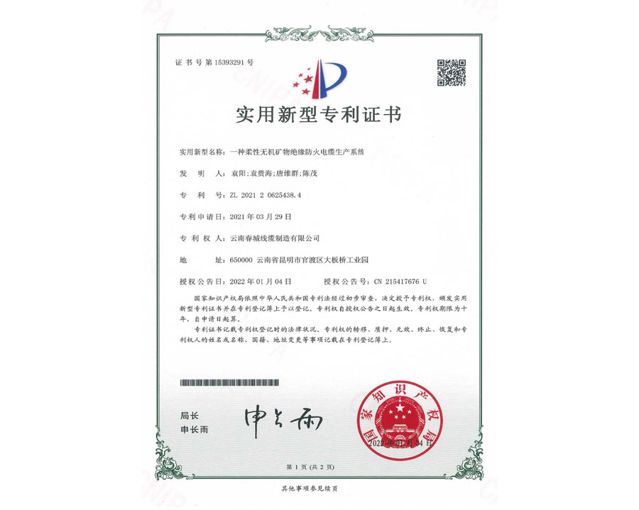 實(shí)用新型專利證書(shū)